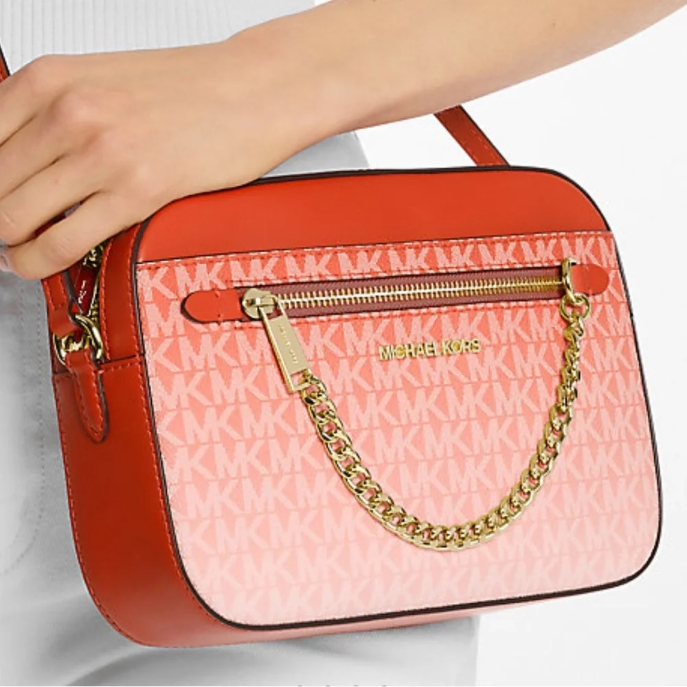 MICHAEL KORS Jet Set Large Ombré Signature Logo Crossbody EW ZP CHAIN XBDY Bag